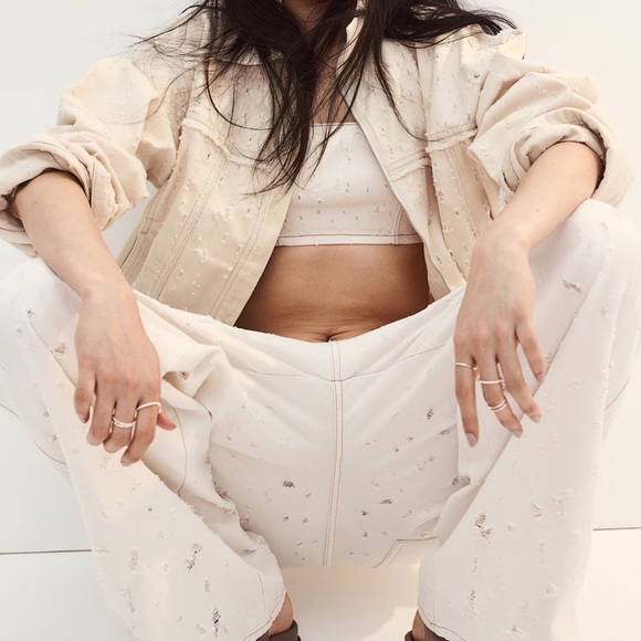 H&M Divided New FRAYED-EDGE TWILL PANTS - Picture 7 of 9